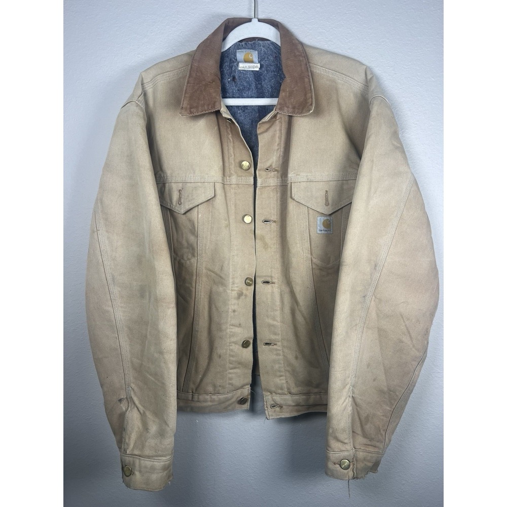 Carhartt J09 Brown Blanket Lined Duck Canvas Trucker Jacket Vintage 6/2010 USA